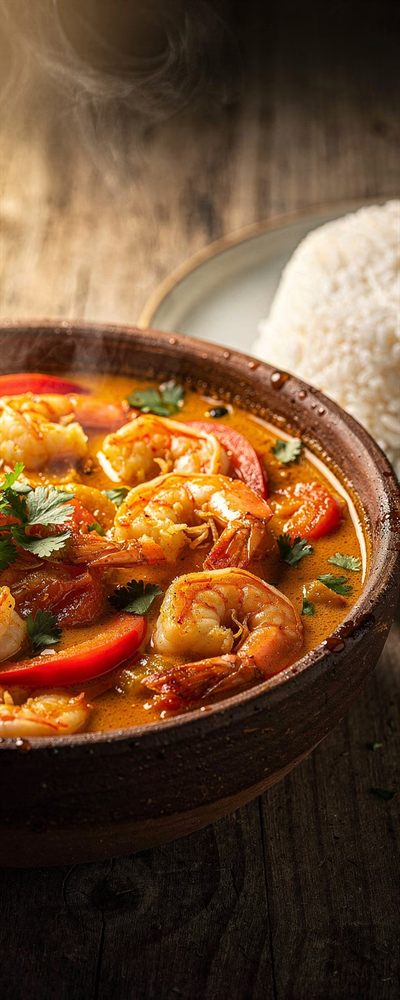 Moqueca de peixe fumegante na panela de barro